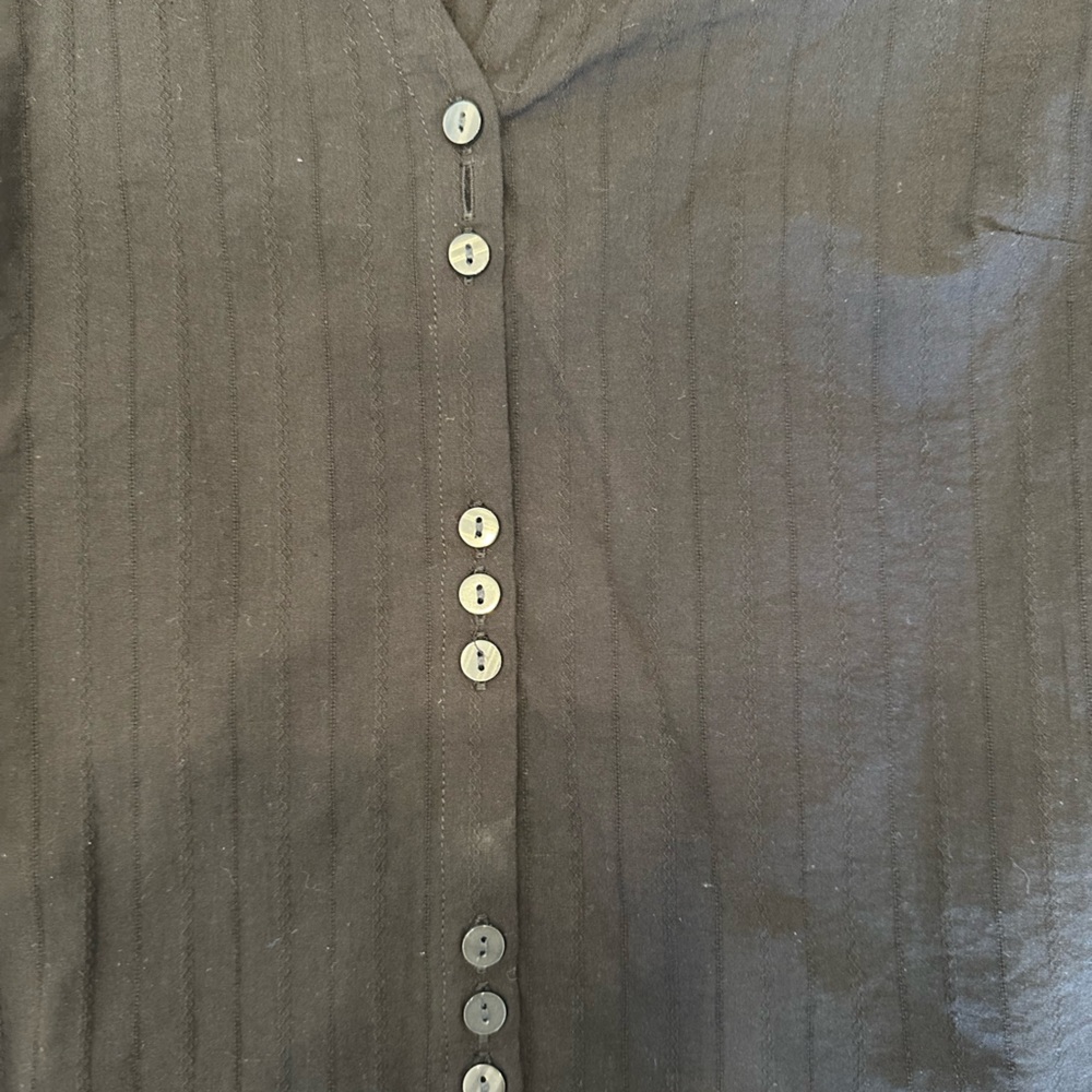 Sanctuary textured cotton blouse with crochet detail in black size M - Picture 2 of 6